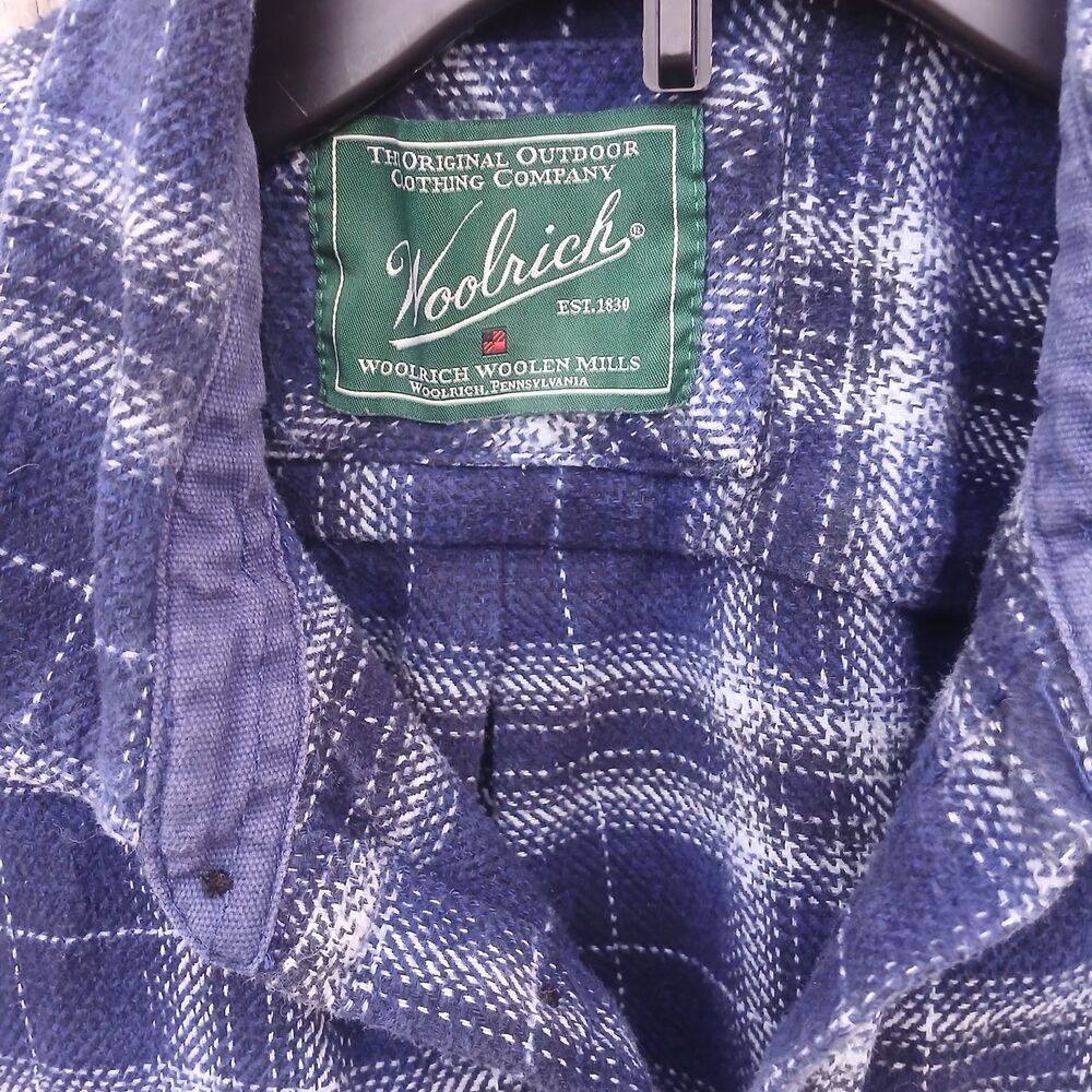 Woolrich Flannel Men's Shirt XL Wool Shacket Plaid Workwear Outdoor Barn - Picture 2 of 11